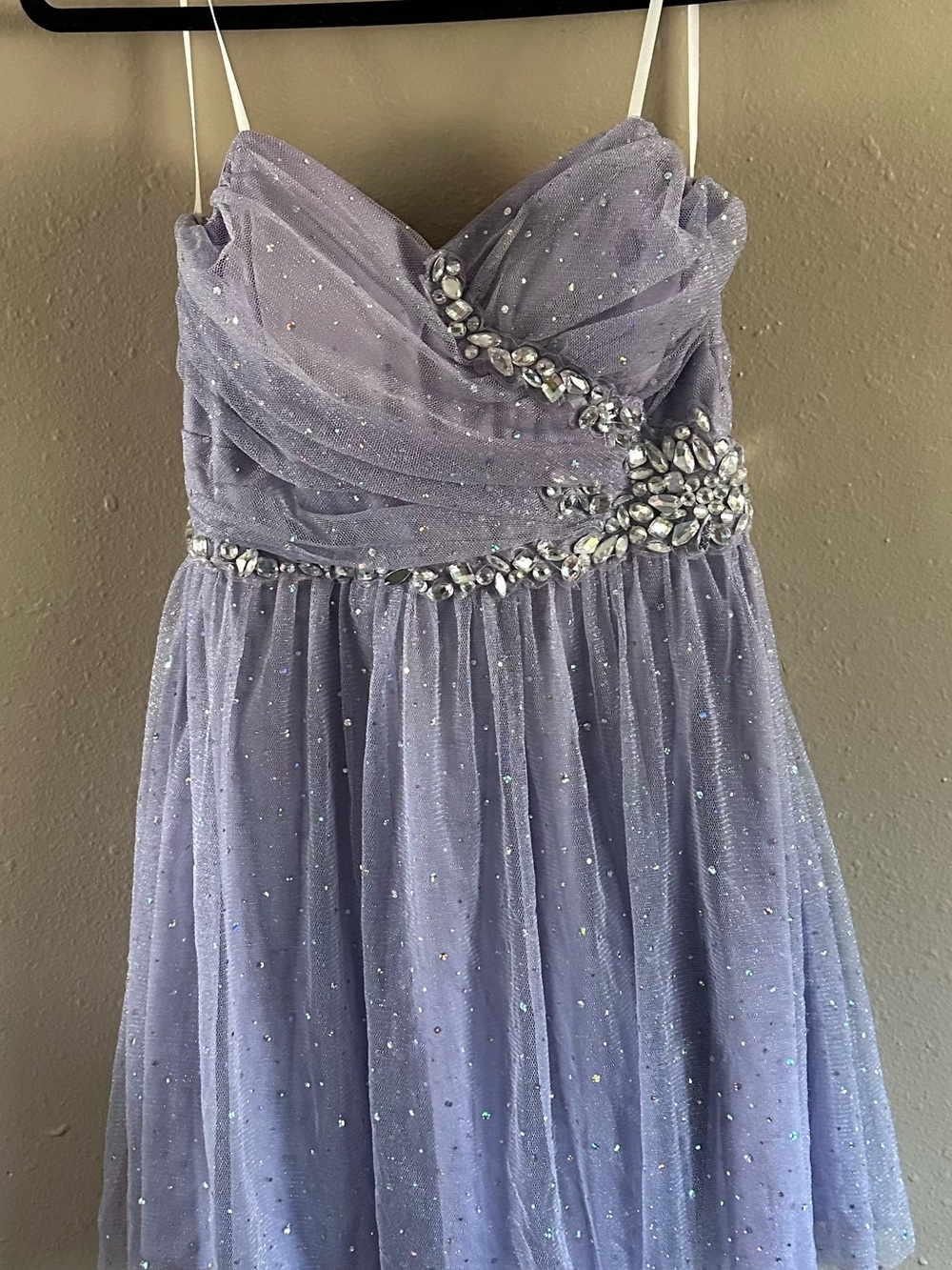 B. Smart Lilac Sparkle Tulle Dress with Jeweled Waist